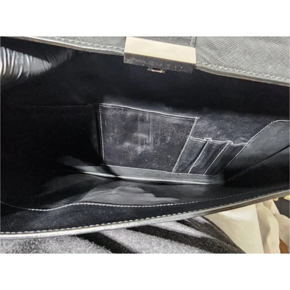 Authentic Prada Saffiano Leather Top Handle Briefcase Black